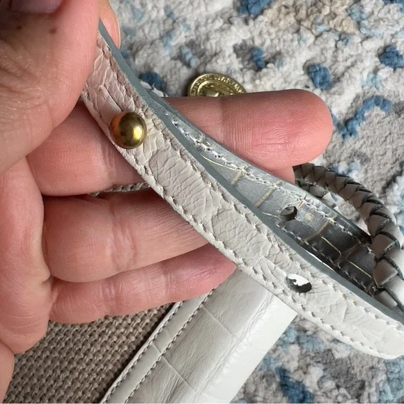Brahmin natural woven white croc leather Crossbody Bag